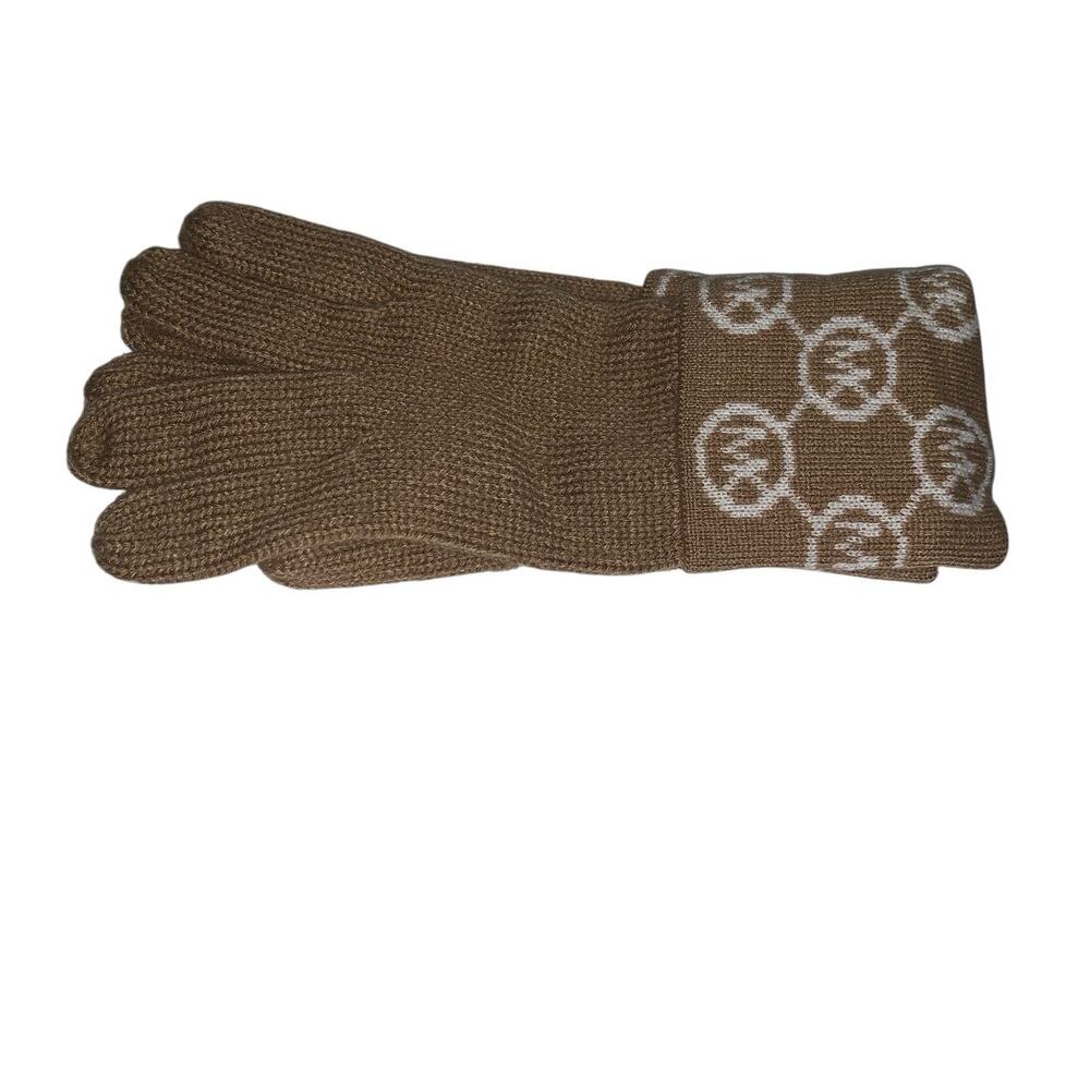 Michael Kors Tan Gloves with Logo Cuff - Picture 7 of 9